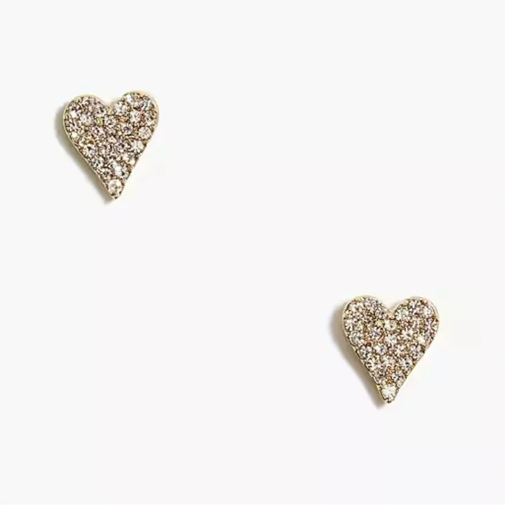 J. Crew Gold Heart Pavé Earrings - Picture 5 of 12